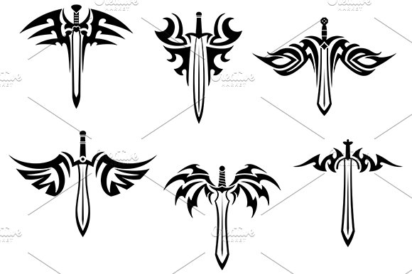 Tribal tattoos with swords and dagge cover image.