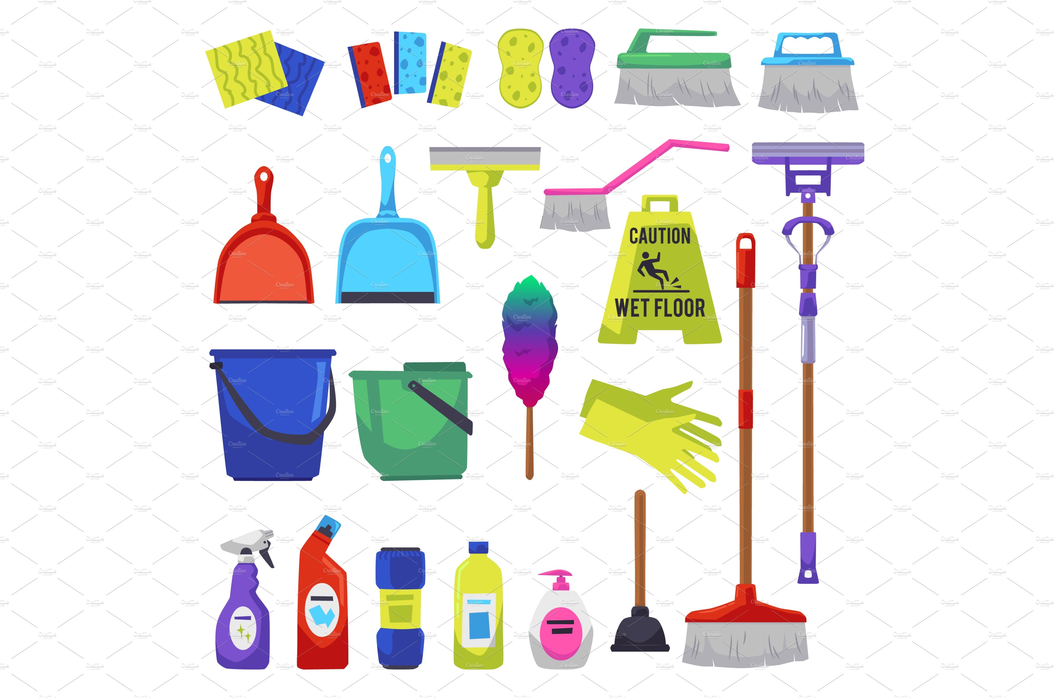 Cleaning products and tools set cover image.