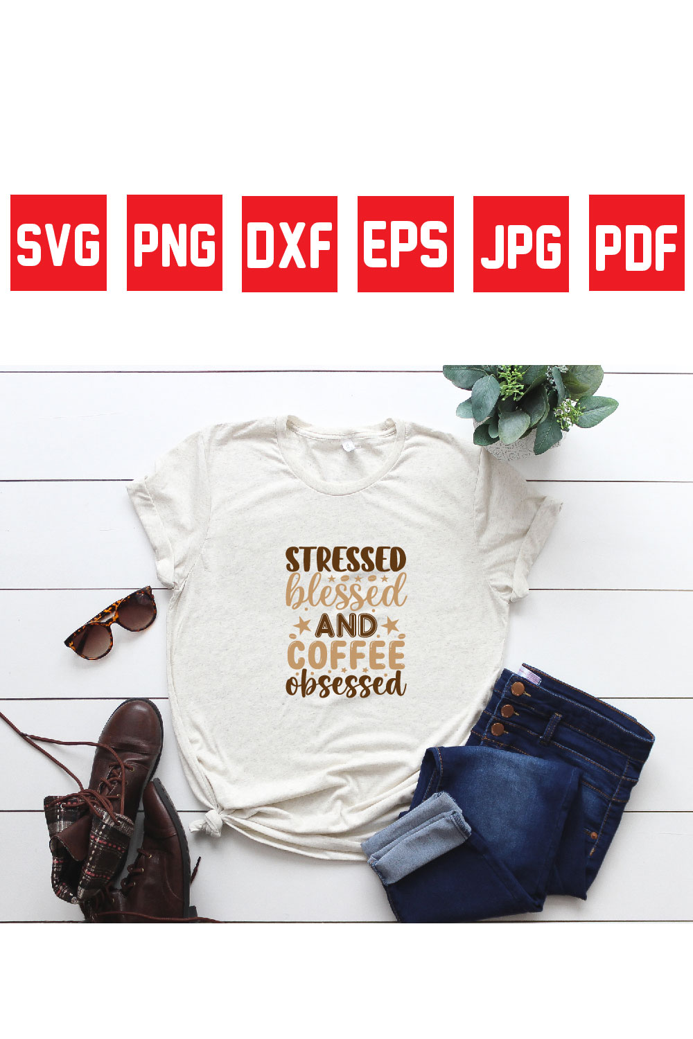 stressed blessed and coffee obsessed pinterest preview image.