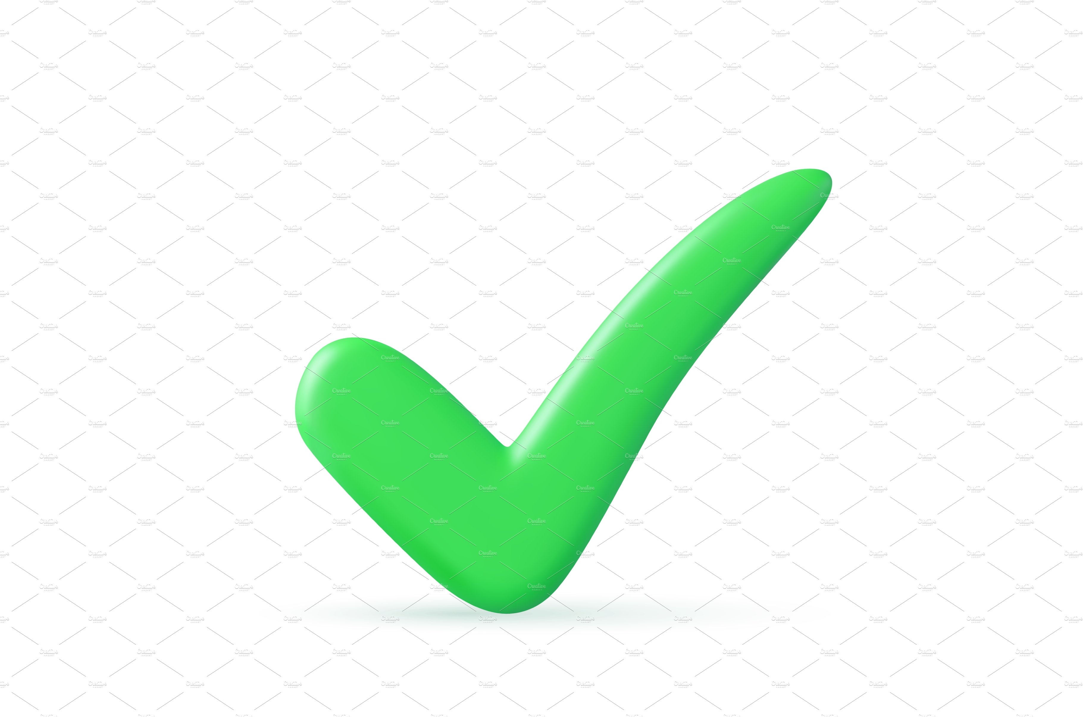 Green check mark 3d icon. cover image.