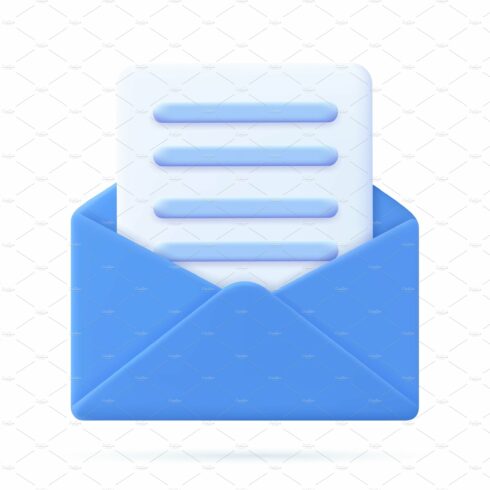 Envelope with paper documents icon. cover image.