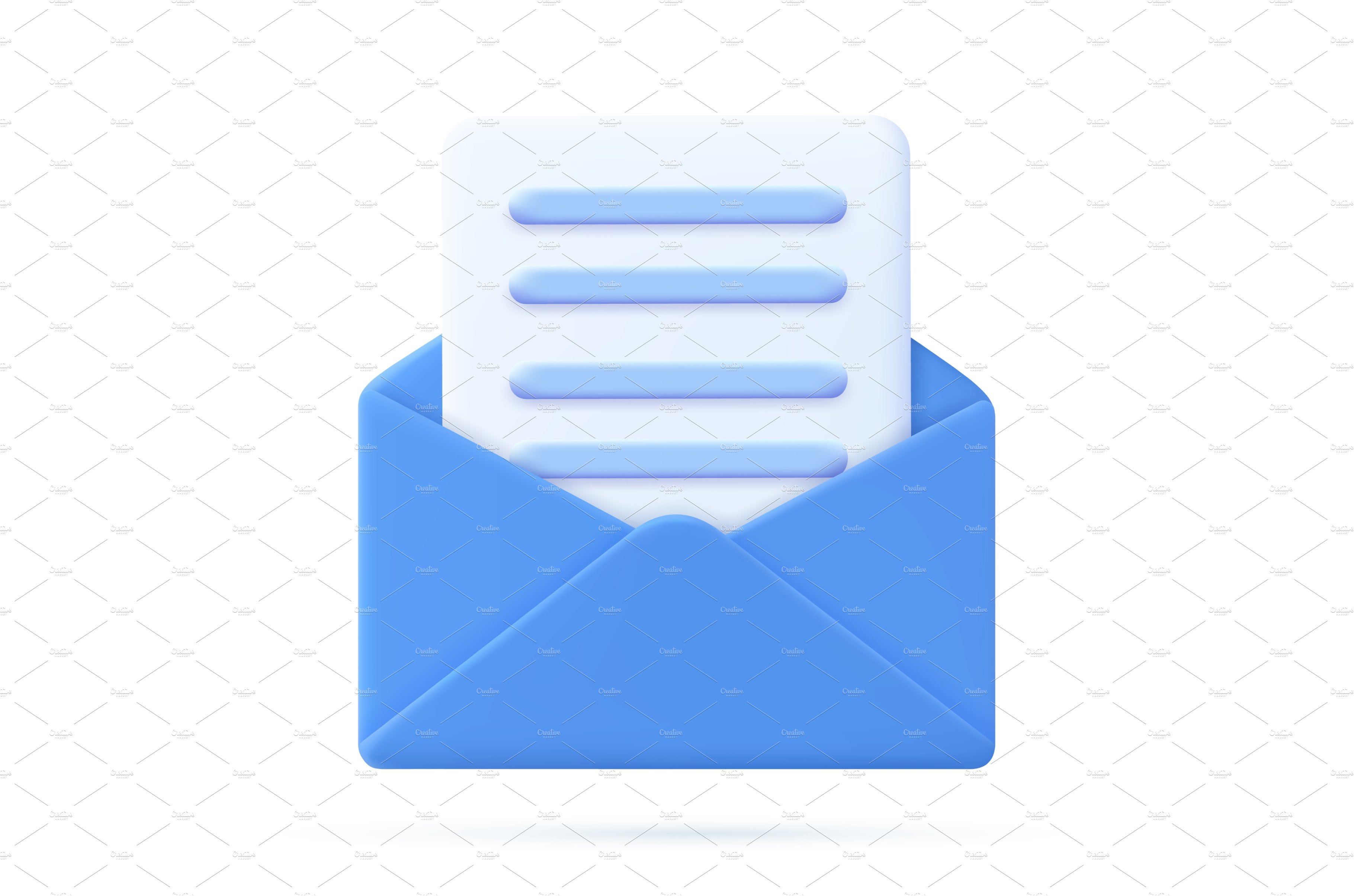 Envelope with paper documents icon. cover image.