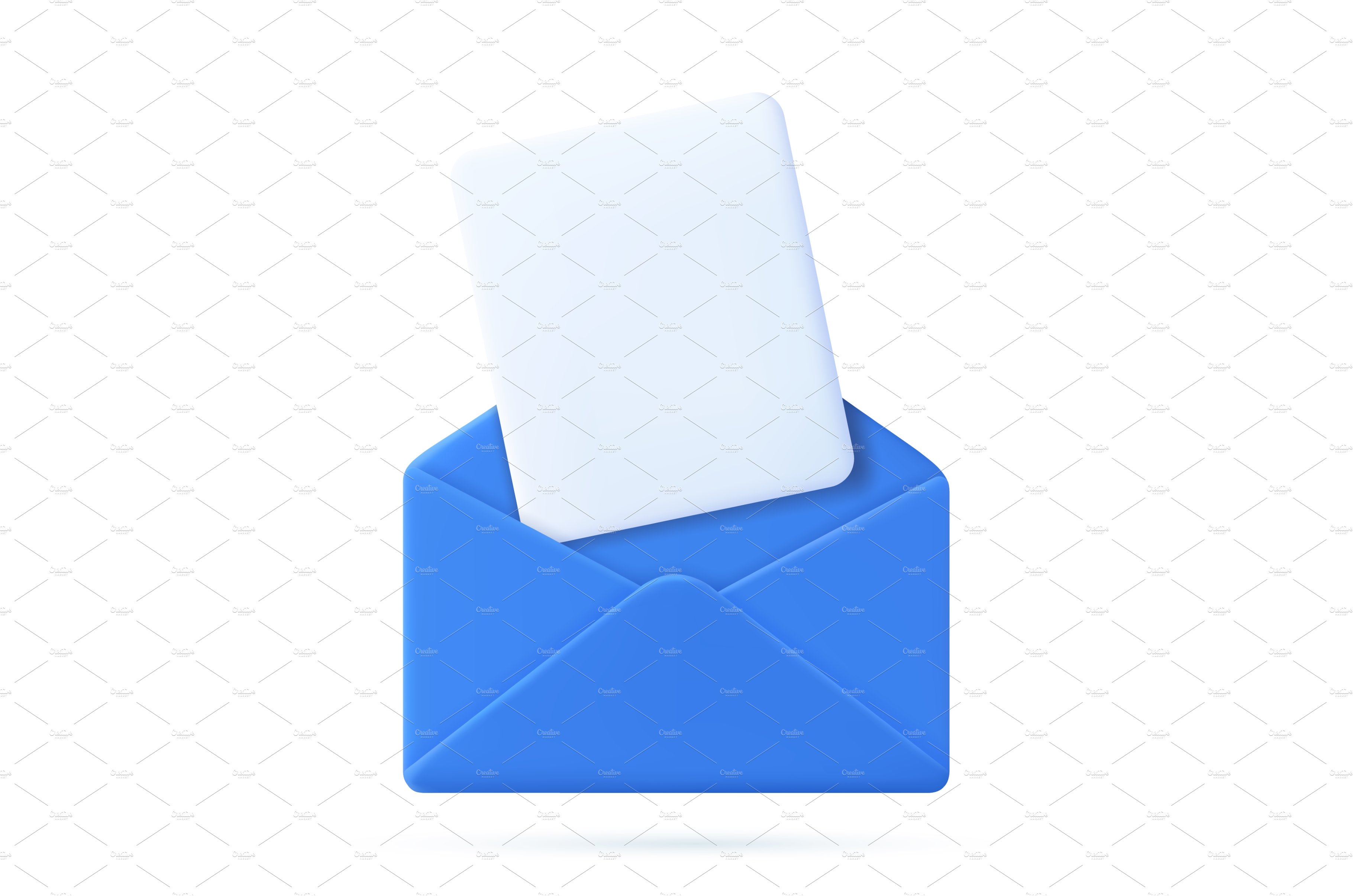 Envelope with paper documents icon. cover image.