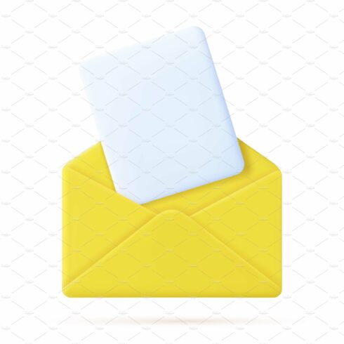 Envelope with paper documents icon. cover image.