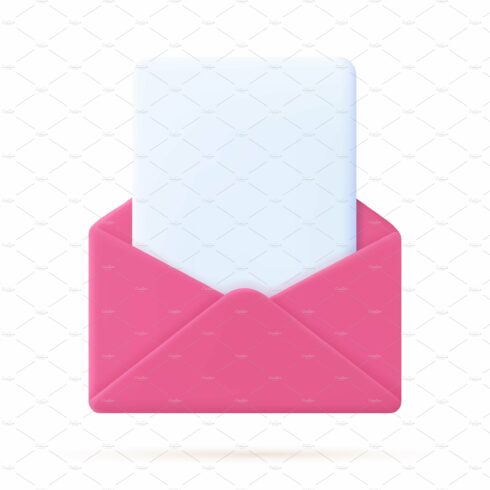 Envelope with paper documents icon. cover image.