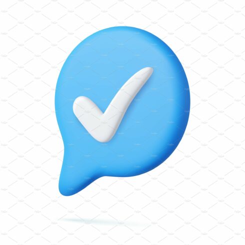 3d Blue yes check mark icon symbol cover image.