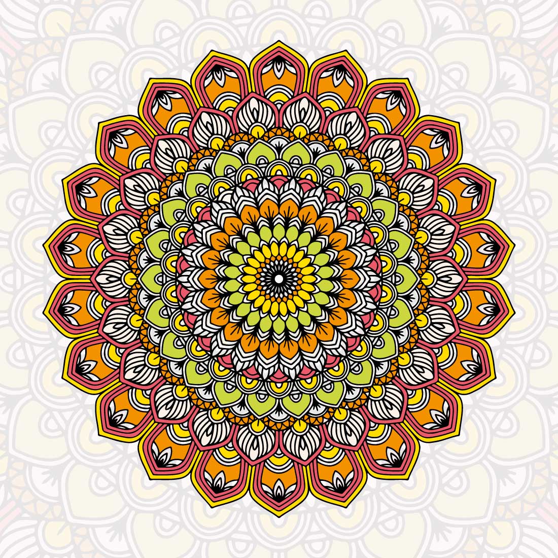 Floral Mandala Design Template preview image.