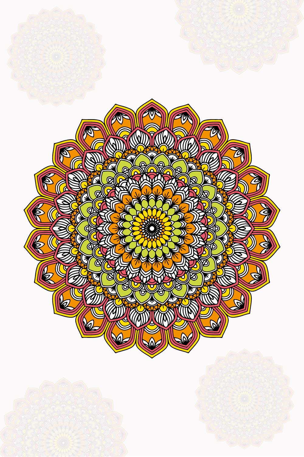 Floral Mandala Design Template pinterest preview image.