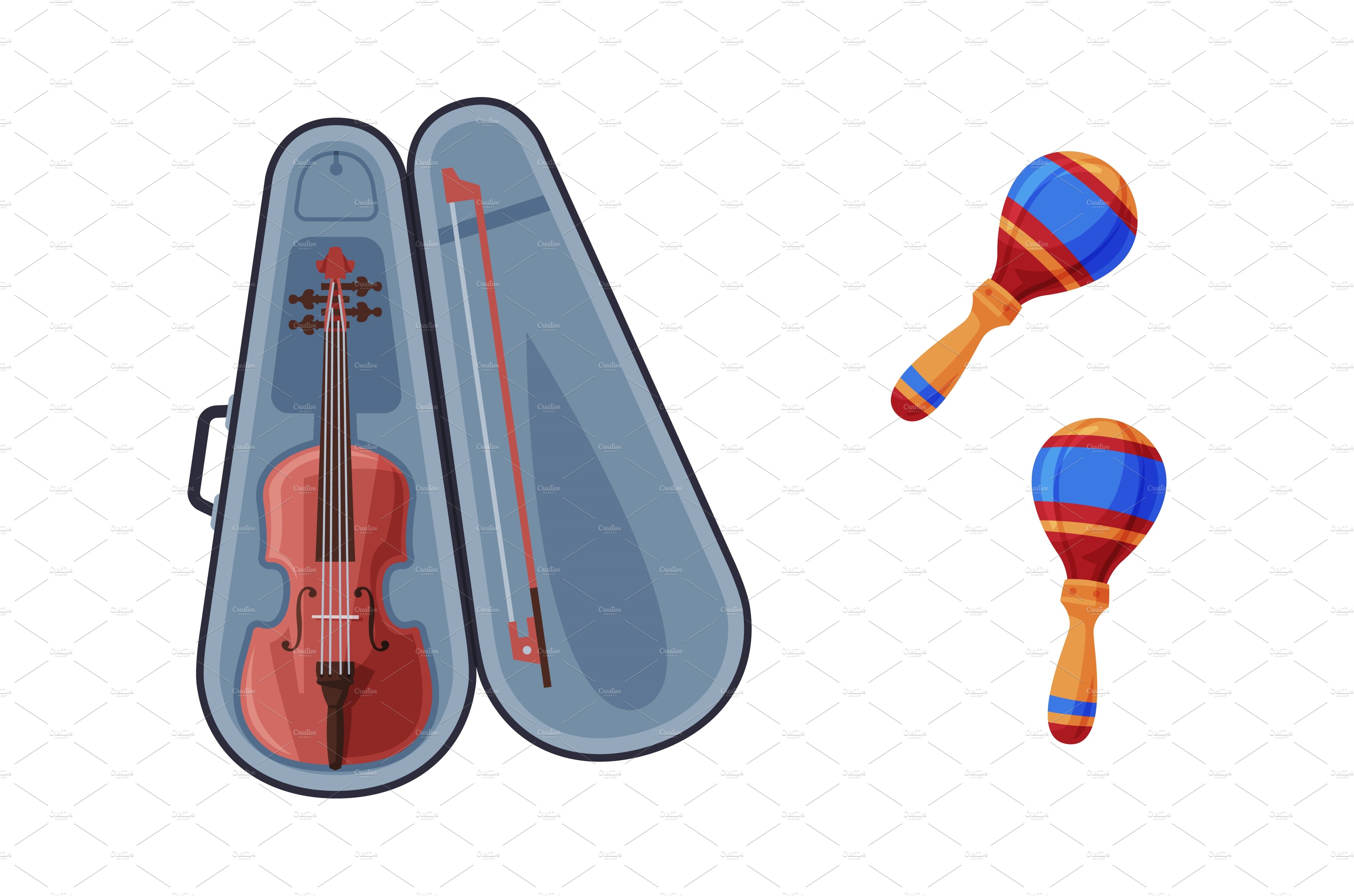 Violin in Case and Maraca as cover image.