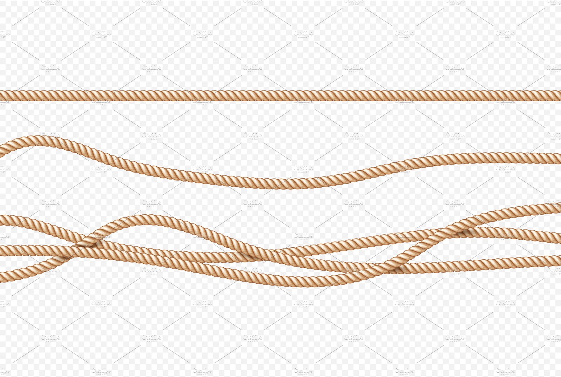 Realistic vector fiber ropes set preview image.