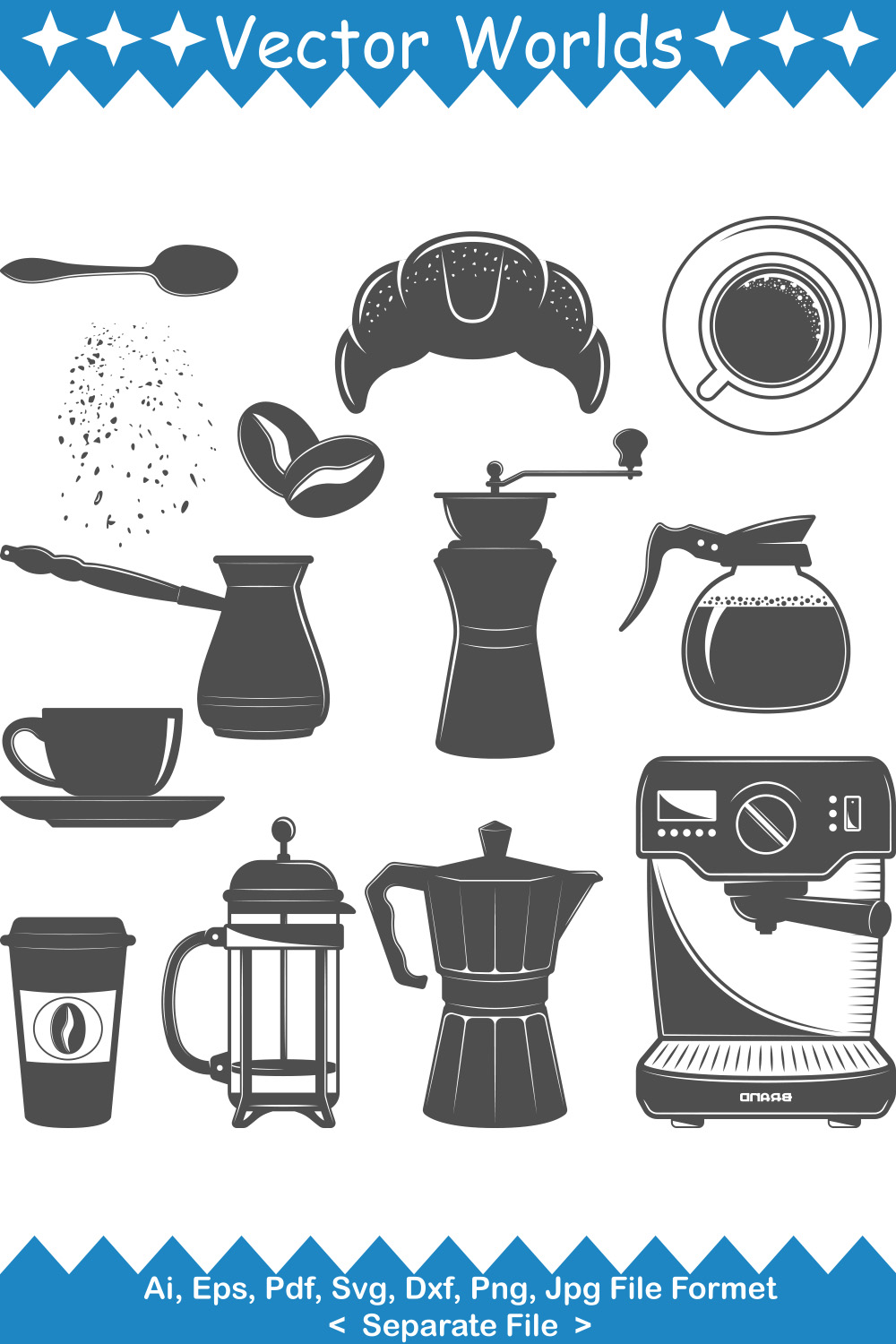 Coffee icon SVG Vector Design pinterest preview image.