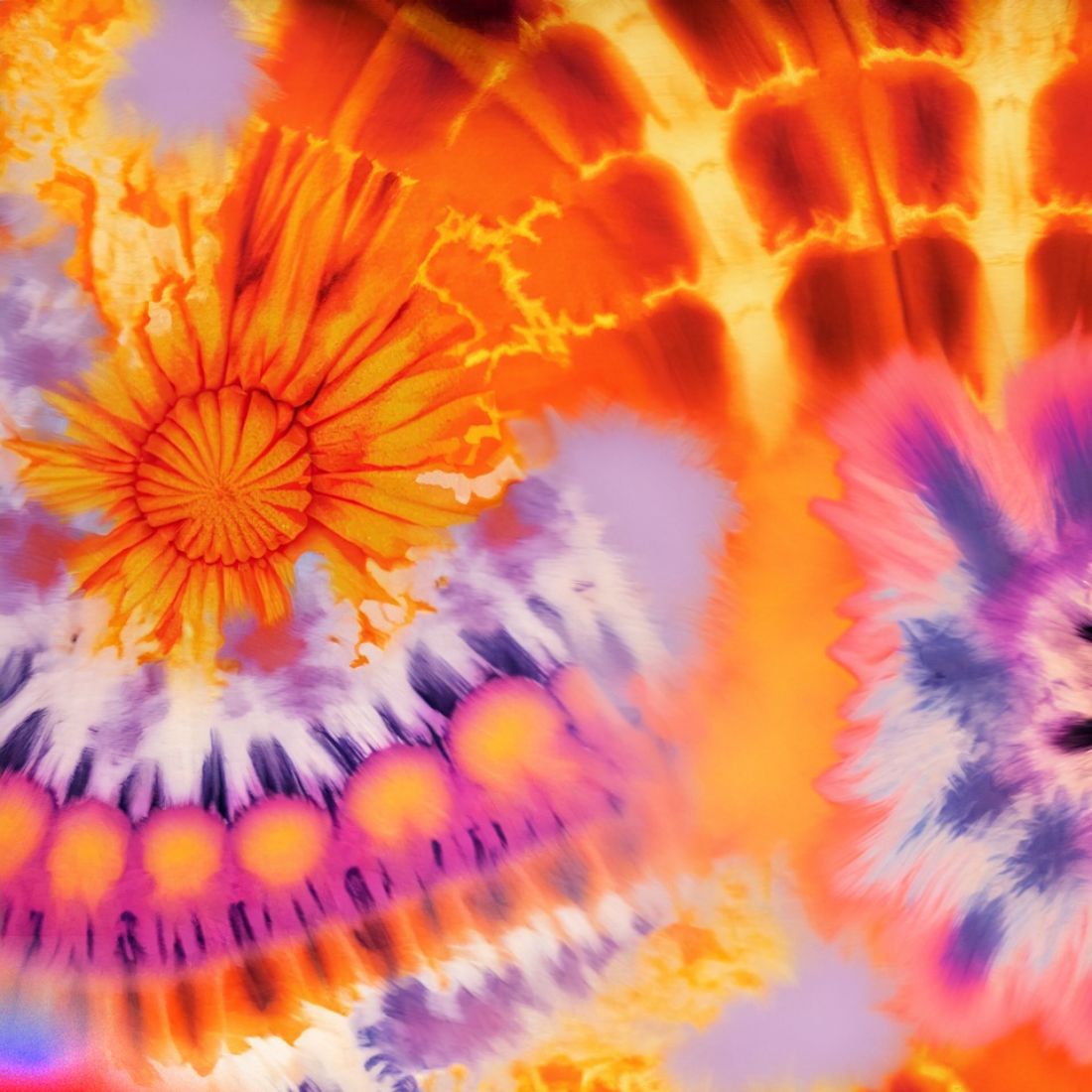 4 tie-dye background images in purple-orange preview image.