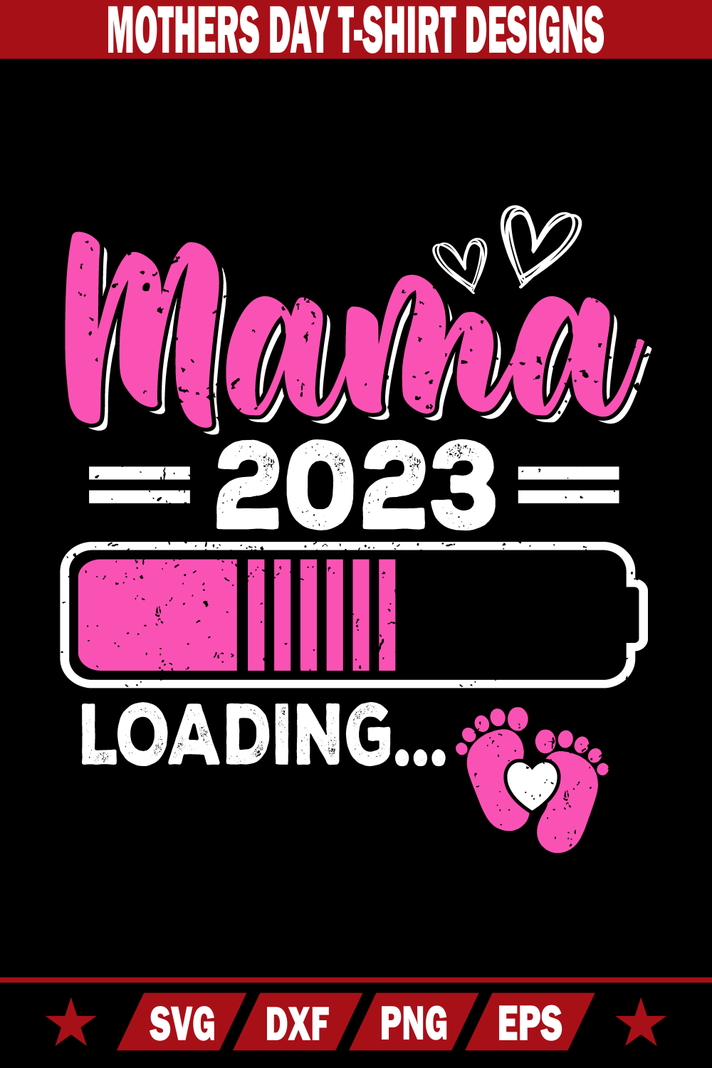 Cute Mama 2023 Loading Funny Mother's Day T-Shirt pinterest preview image.