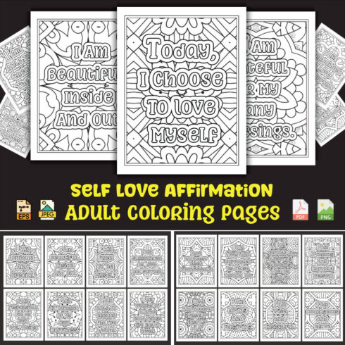 Self Love Affirmation Coloring Pages for Adults KDP Coloring Book cover image.
