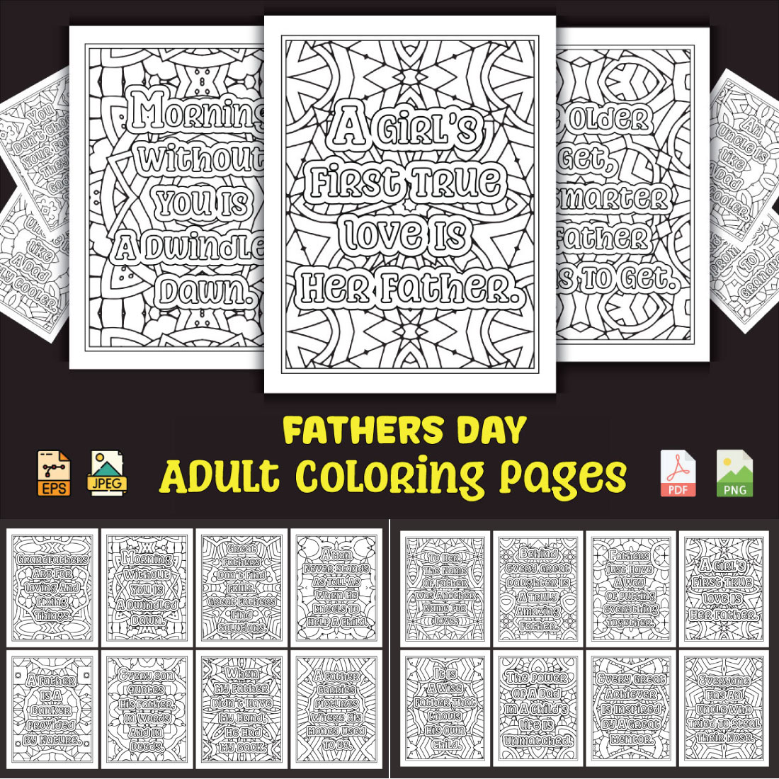 Fathers Day Coloring Pages for Adults KDP Coloring Book preview image.
