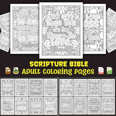 Scripture Bible Coloring Pages for Adults KDP Coloring Book cover image.