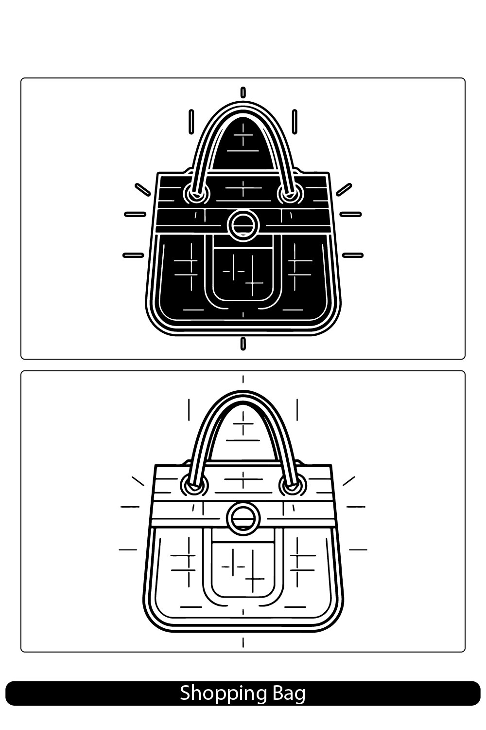 Shopping bag outline iconlinear style sign for mobile concept and web designPaper bag simple line vector icon pinterest preview image.