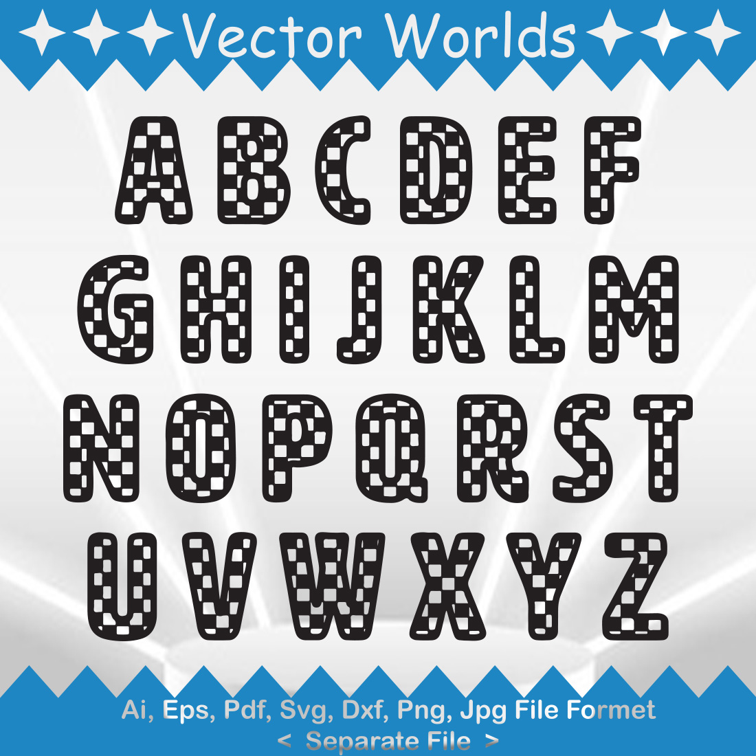 Checkered Letters SVG Vector Design cover image.