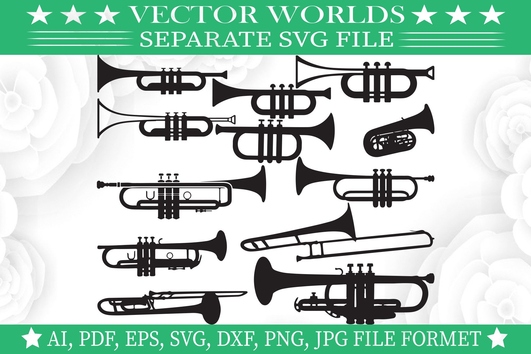 Trumpet Svg, Music, Jazz, Band svg cover image.