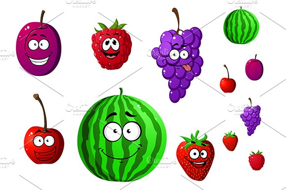 Appetizing berries and fruits set cover image.