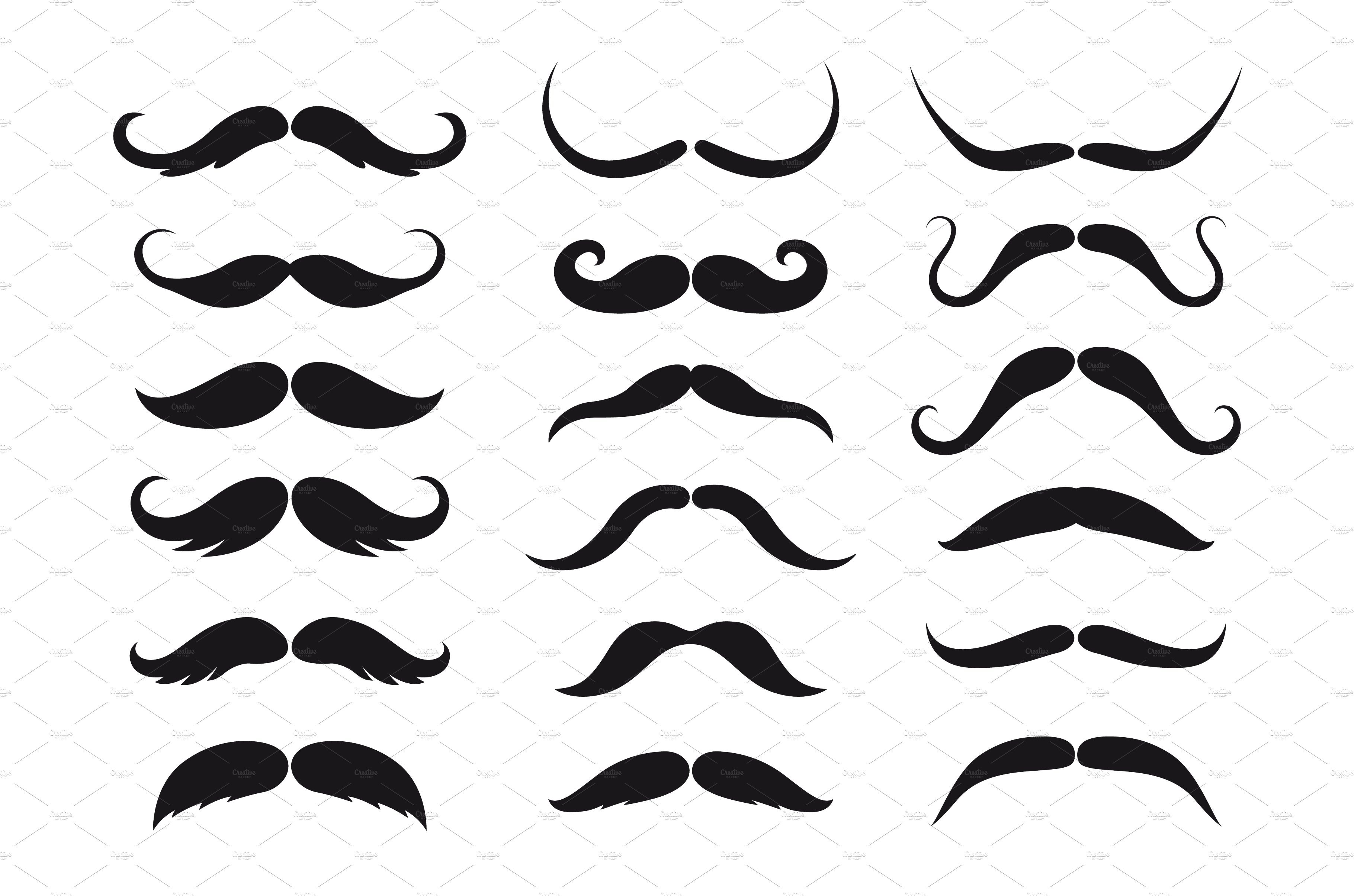 Mustaches vector black silhouettes cover image.
