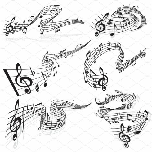 Music waves musical notes cover image.