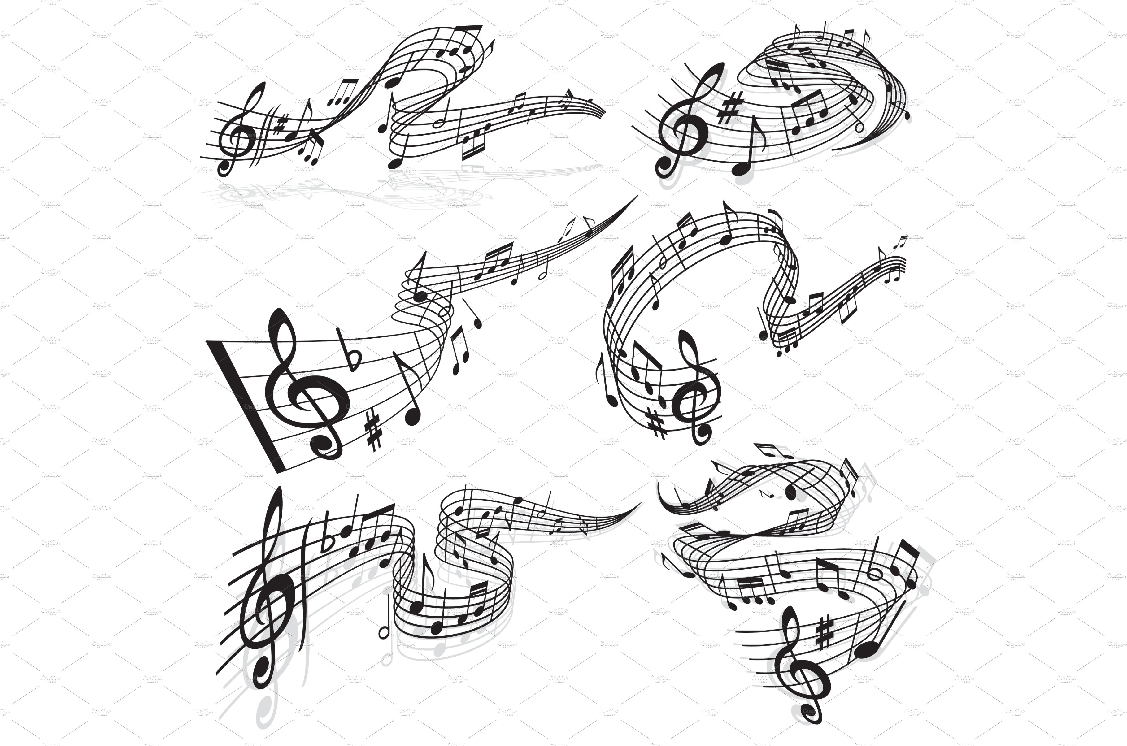 Music waves musical notes cover image.