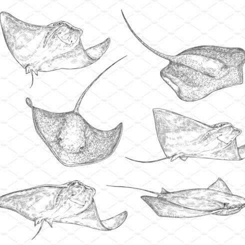 Stingray underwater manta ray sketch cover image.