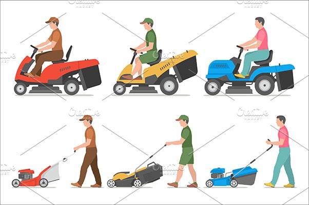 Man Mowing Lawn cover image.
