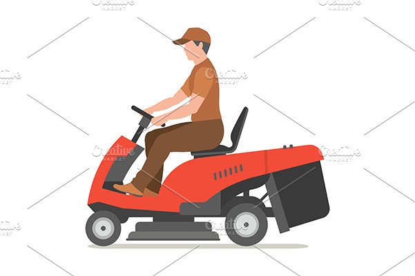 Man Mowing Lawn preview image.