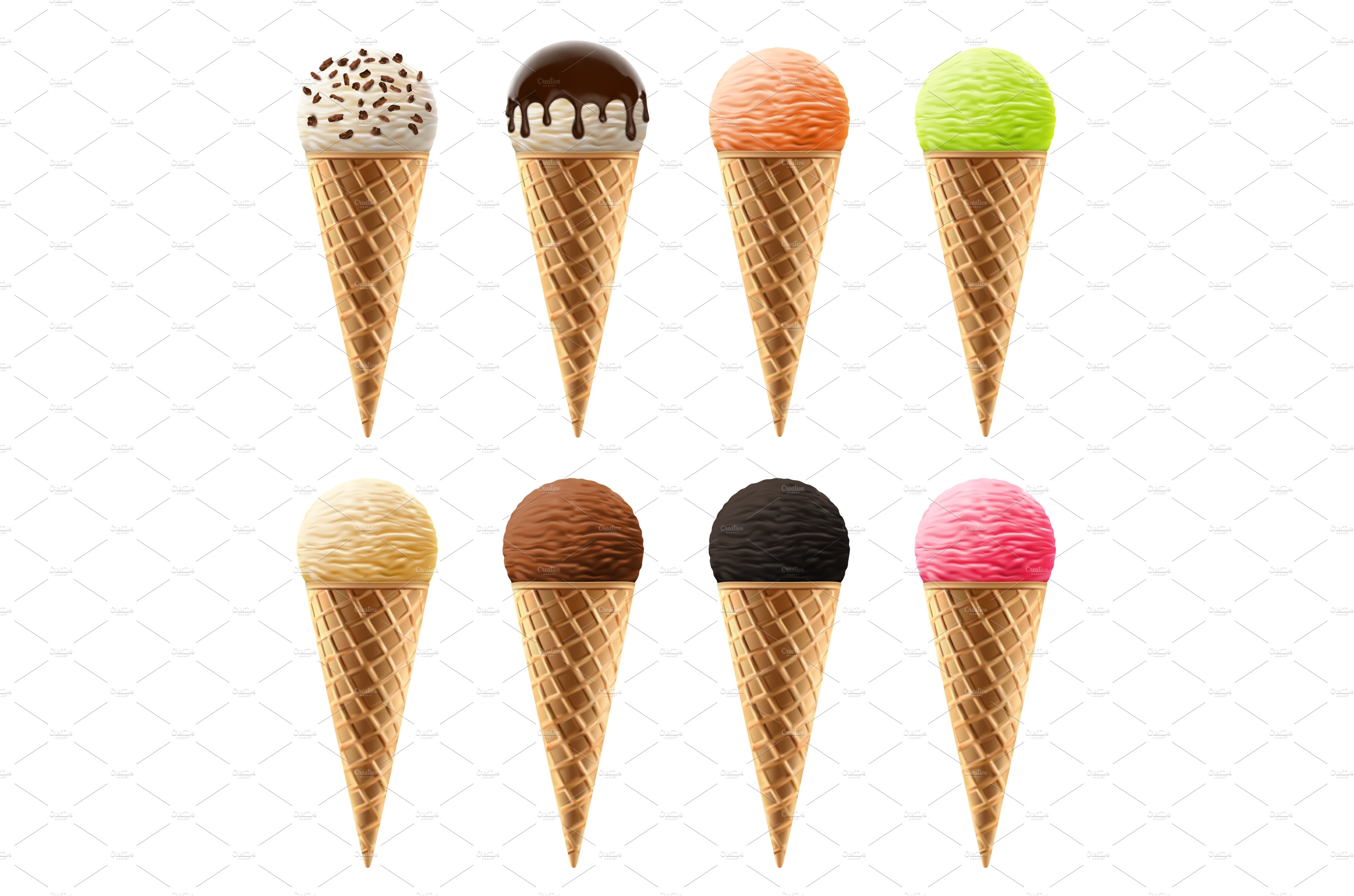 Ice cream in waffle cones cover image.