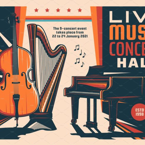 Live music concert vector flyer cover image.