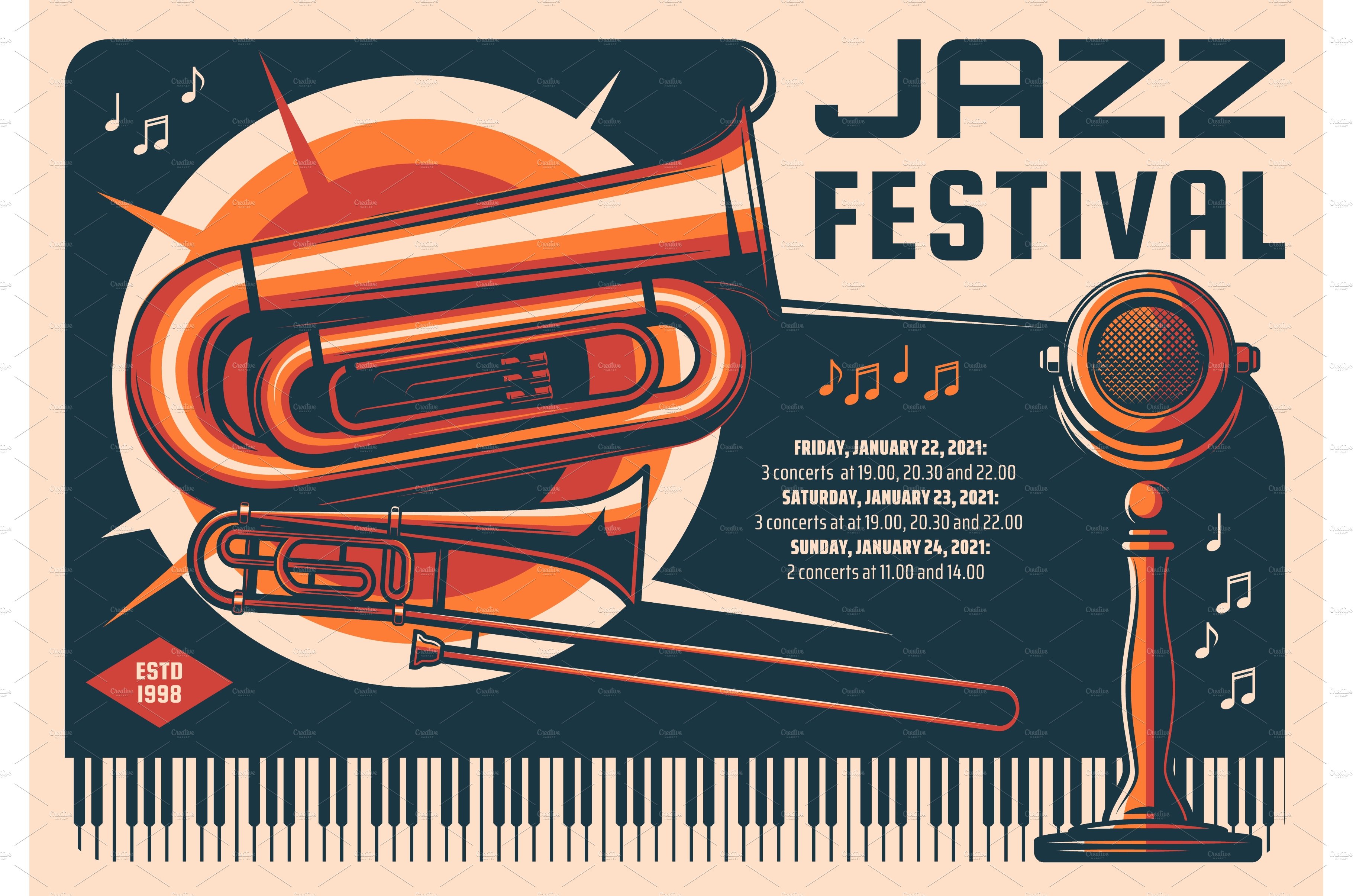 Jazz festival, live music cover image.