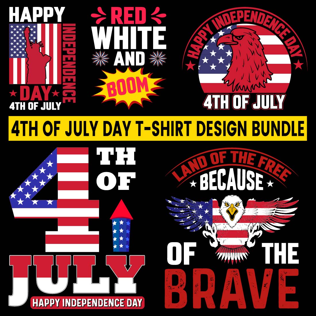 4th of July Best selling t shirt design bundle preview image.