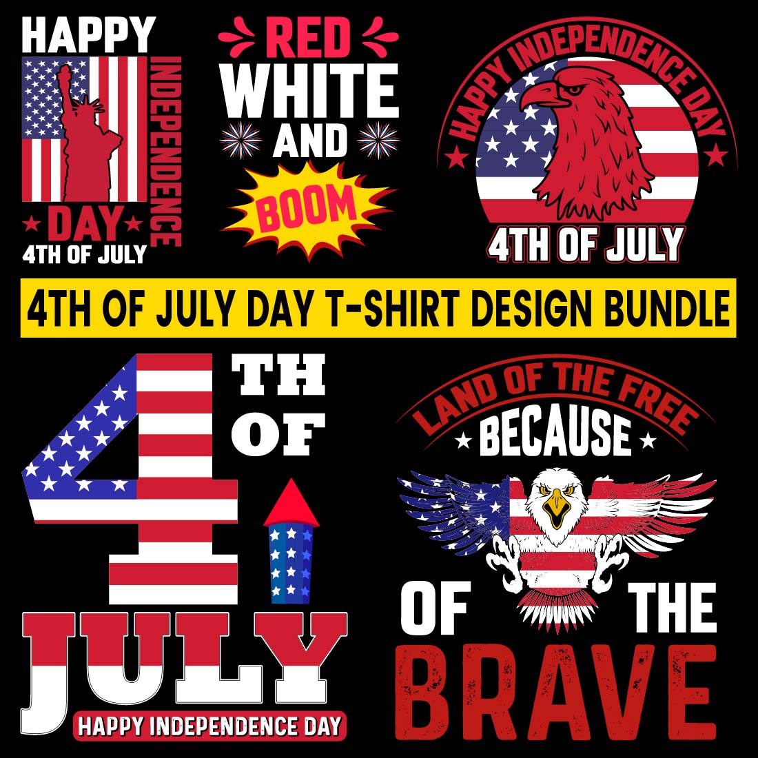 4th of July Best selling t shirt design bundle cover image.