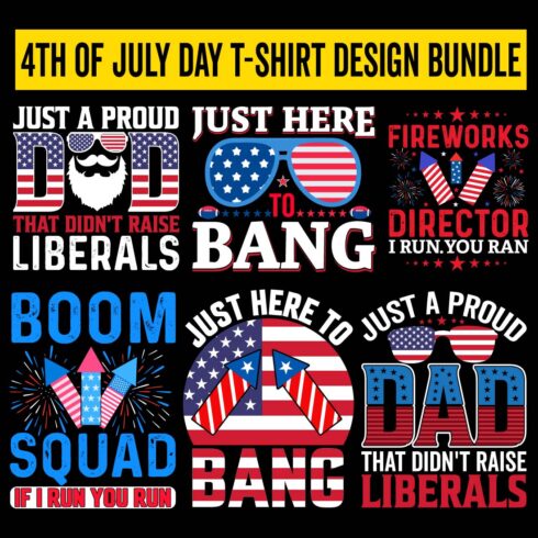 4th of July Best selling t shirt design bundle cover image.