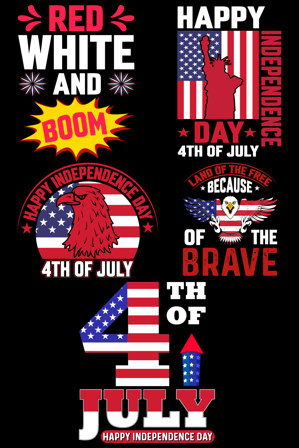 4th of July Best selling t shirt design bundle pinterest preview image.