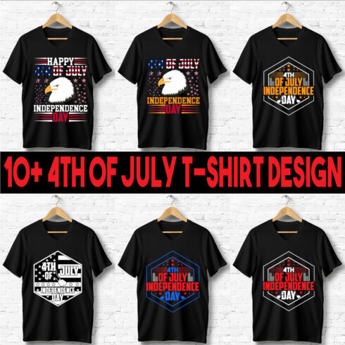 10+ 4th of July t-shirt design, USA t-shirt design, independence t-shirt design bundle cover image.