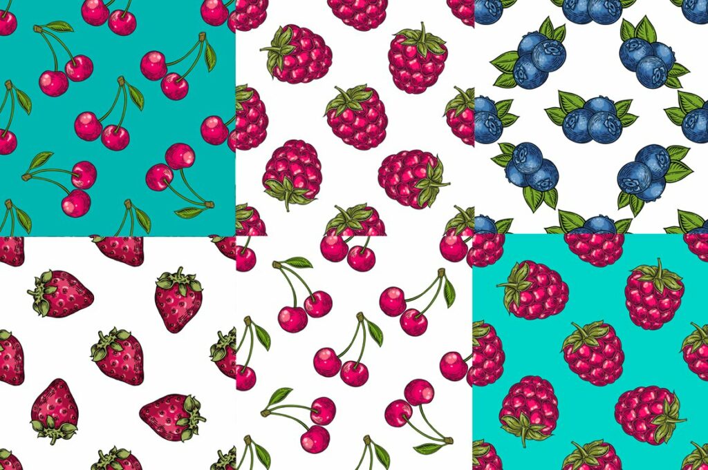 Berry hand drawn set, patterns – MasterBundles
