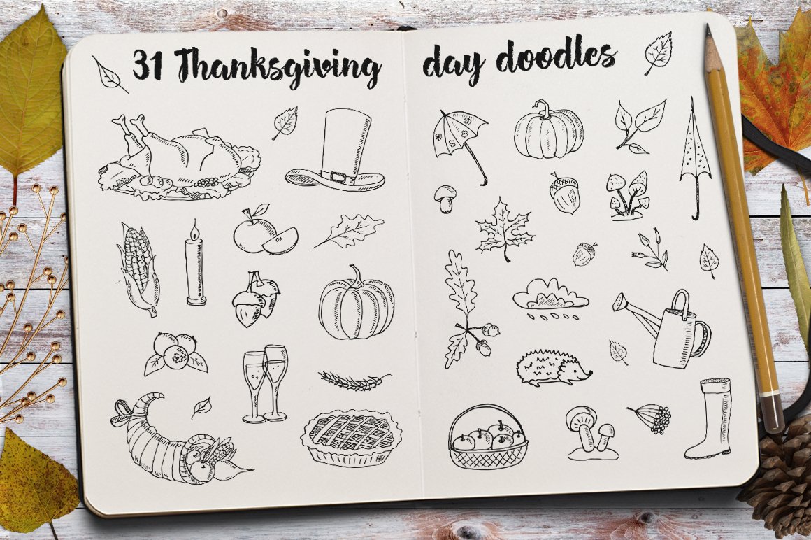 Thanksgiving day doodle cover image.