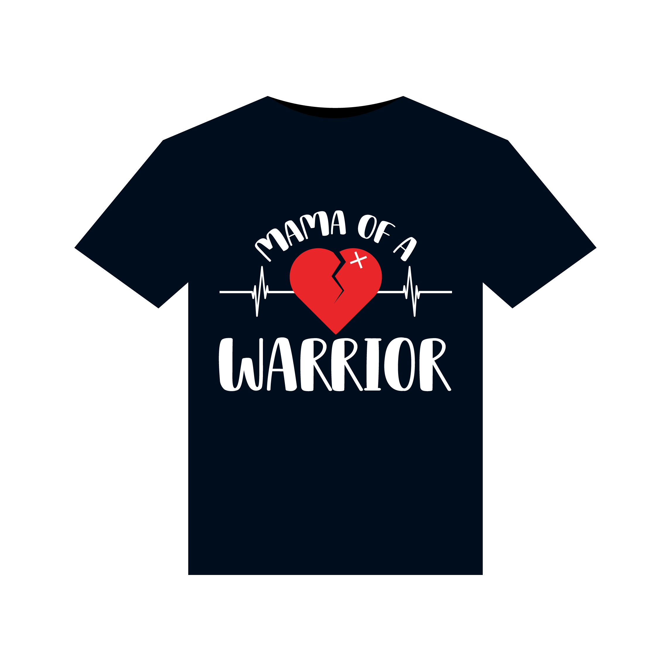 Mama of a Warrior illustrations for print-ready T-Shirts design preview image.