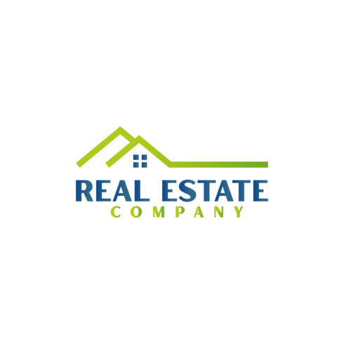 Real estate logo with green, dark blue color cover image.