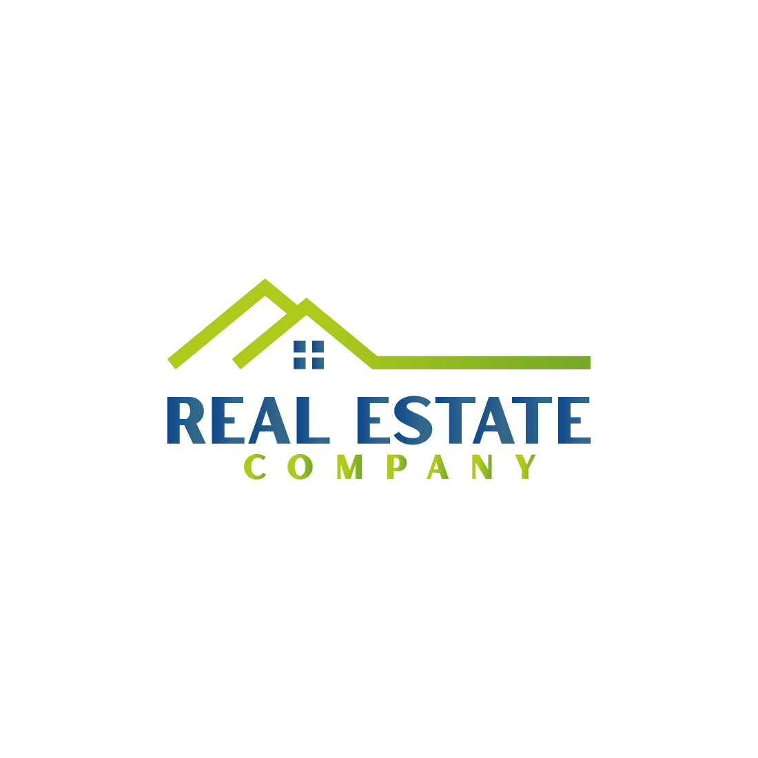 Real estate logo with green, dark blue color cover image.