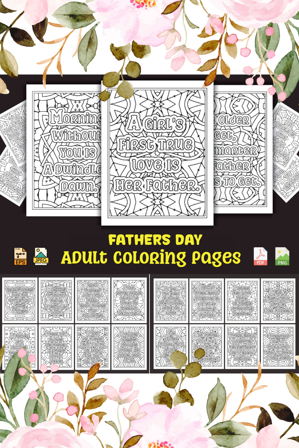 Fathers Day Coloring Pages for Adults KDP Coloring Book pinterest preview image.