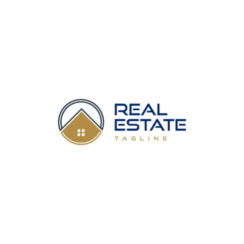 Real estate logo with golden, dark blue color which can improve your business identity House logo, property logo for real estate company cover image.