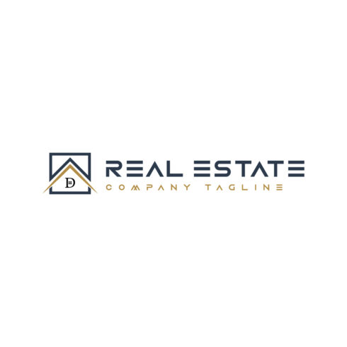 Real estate logo with golden, dark blue color and C cover image.