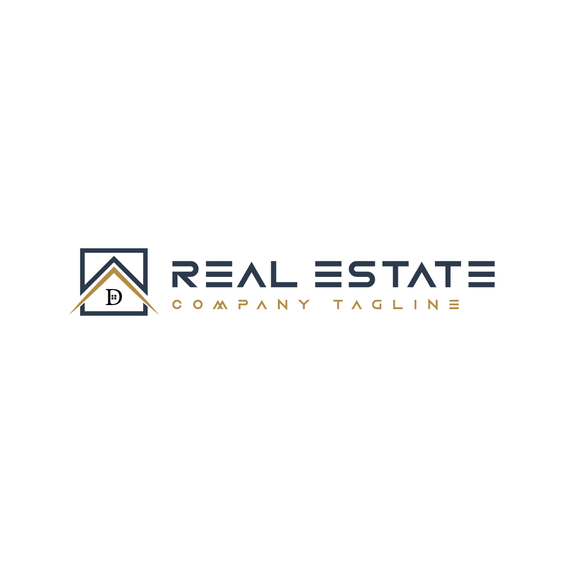 Real estate logo with golden, dark blue color and C cover image.