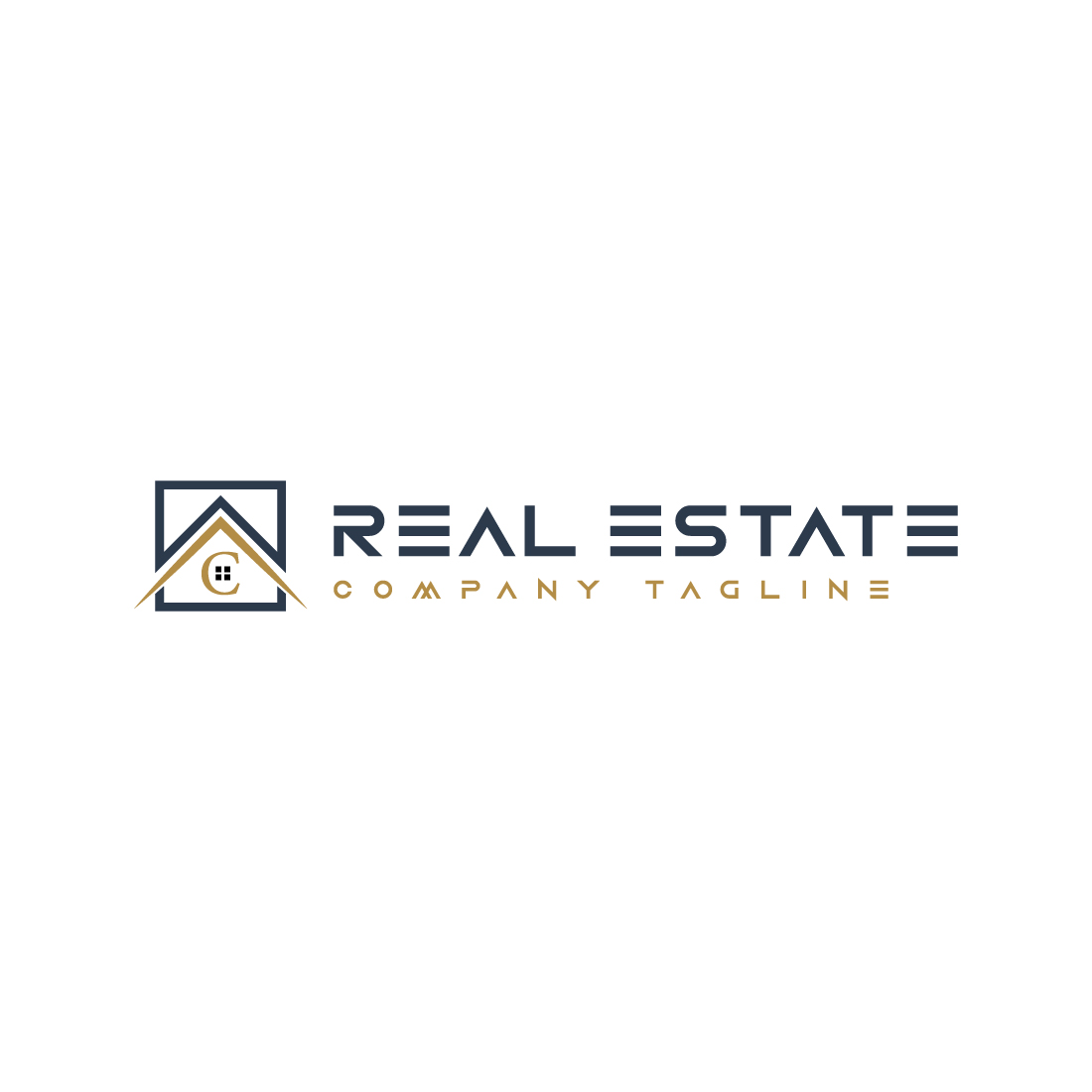 Real estate logo with golden, dark blue color and letter c cover image.