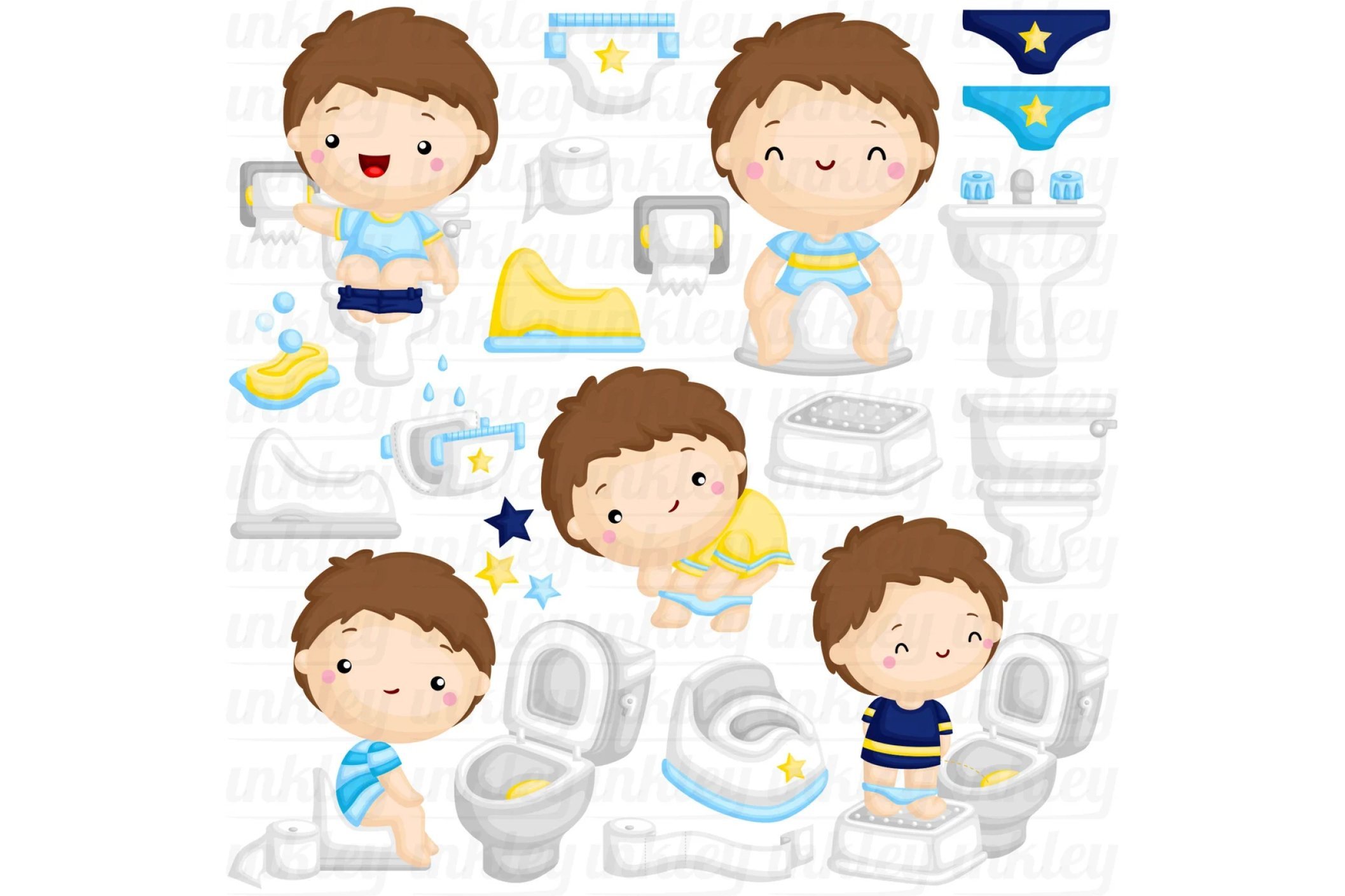 Kids Potty Training Clipart preview image.