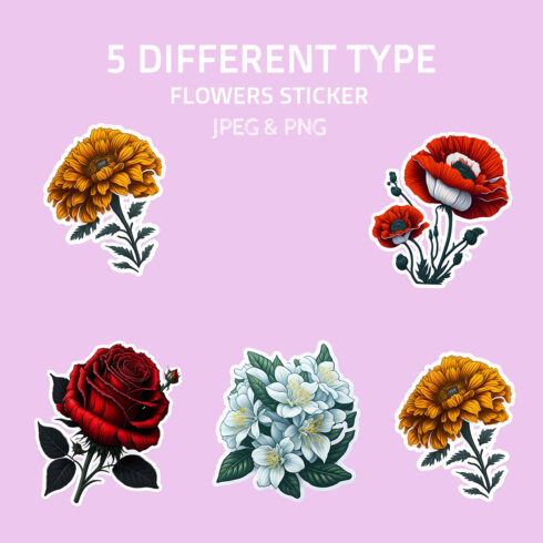 5 Different Flowers Sticker cover image.